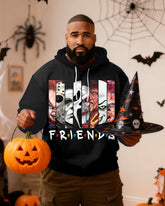 Big & Tall Men's Halloween Horror Friends Print Long Sleeve Hoodie